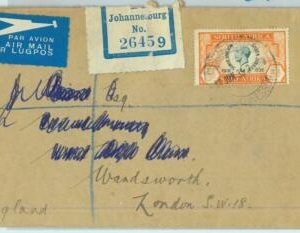 BK0242 - SOUTH AFRICA  -  POSTAL HISTORY - COVER to ENGLAND  1935