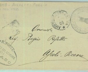 97439 - REGNO - STORIA POSTALE: AMBULANTE Bologna Foggia su BUSTA da PEDASO 1908