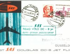 70966 - ITALY - Postal History - FIRST FLIGHT:  Roma / Dusseldorf   Pell 457 HN