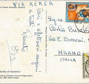 59335  -   ETHIOPIA - POSTAL HISTORY: POSTCARD to ITALY  -  BIRDS
