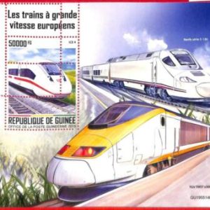 A1983 - GUINEA, ERROR: IMPERF, SOUVENIR SHEET - 2019, Trains, High speed rails