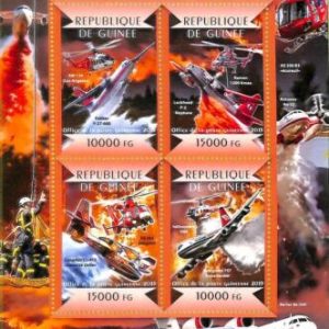 A8012 - REP.GUINEE - Stamp Sheet - 2015 FIRE ENGINE  Helicopters
