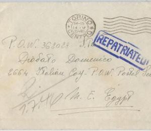 56036 - EGYPT / WWII - POSTAL HISTORY: COVER to P.O.W. - REPATRIATED 1946