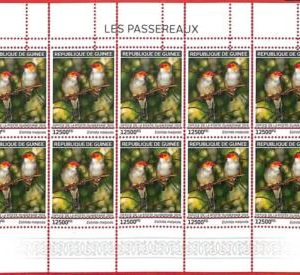 A1992- GUINEA, ERROR: IMPERF, MINIATURE SHEET - 2019, Passerine Birds