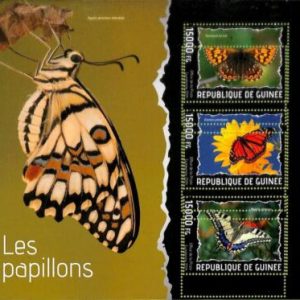 A7955 - REP.GUINEE -  ERROR MISPERF  Stamp Sheet -2014  INSECTS Butterflies