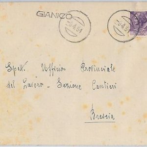 REPUBBLICA - Storia Postale: ANNULLO MUTO EMERGENZA su BUSTA da  GIANICO 1951