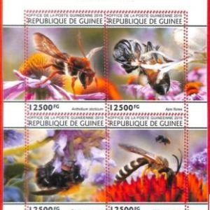 A1973 - GUINEA, ERROR: MISSPERF, MINIATURE SHEET - 2019, Bees