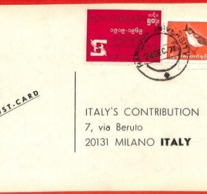 aa3171 - BURMA - Postal History - POSTCARD to ITALY -  BIRDS  1971