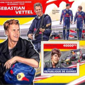 A7990 - GUINEE - ERROR MISPERF  Stamp Sheet -2013 FORMULA 1 Sebastian VETTEL  F1