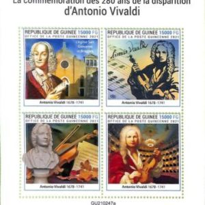 A8037 - REP.GUINEE -ERROR MISPERF Stamp Sheet - 2021 MUSIC Antonio Vivaldi