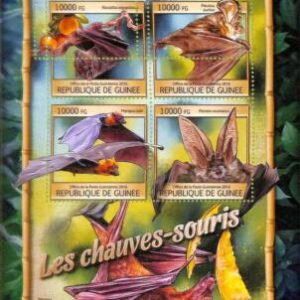 A7961 - REP.GUINEE - ERROR MISPERF  Stamp Sheet -2016 BATS Animals