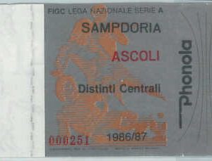 C0149 - Vecchio  BIGLIETTO PARTITA CALCIO - 1986 / 1987 : SAMPDORIA - ASCOLI