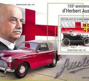 A8046 - REP.GUINEE -ERROR MISPERF Stamp Sheet - 2021 Herbert Austin CARS
