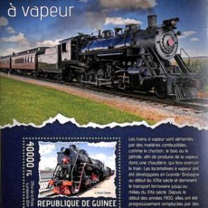 A7999 - REP.GUINEE - Stamp Sheet - 2014 transports TRAINS
