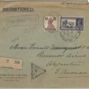 77300 - INDIA - POSTAL HISTORY -  Regisered COVER to ARGENTINA 1930'S