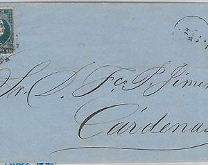 56397 - CARIBBEAN - POSTAL HISTORY: edifil 7d COVER to CARDENAS 1864 USO TARDIVO