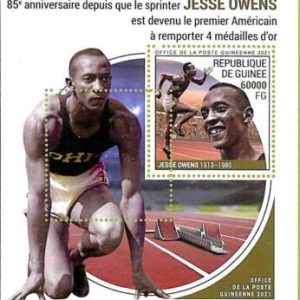 A8026 - REP.GUINEE -ERROR MISPERF Stamp Sheet - Sports Jesse Owens