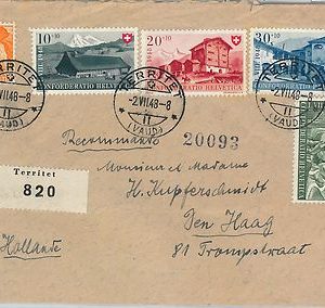 62429  -  SWITZERLAND - POSTAL HISTORY:  REGISTERED COVER 1948 -  HUNTING Dogs