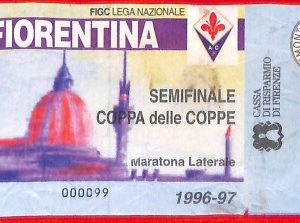 C0911 - Vecchio BIGLIETTO PARTITA CALCIO - 1996/1997 : FIORENTINA - BARCELONA