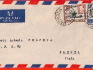 aa3778 - TANGANIKA Kenya UGANDA  - POSTAL HISTORY - COVER from NAIVASHA to ITALY