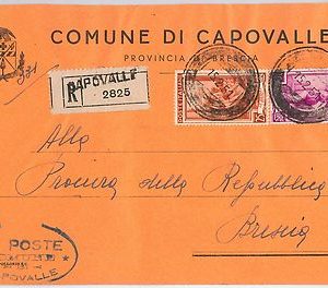 REPUBBLICA - Storia Postale: ANNULLO MUTO EMERGENZA su BUSTA da  CAPOVALLE 1951