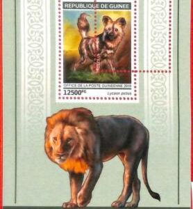 A1945 - GUINEA, ERROR: MISSPERF, SOUVENIR S - 2019 Lions, species in extinction
