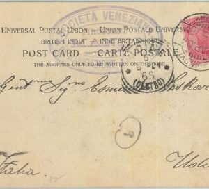 74833 - INDIA -  POSTAL HISTORY -  POSTCARD from MANDVI to ITALY 1904