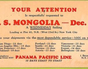 af7388 - USA - POSTAL HISTORY  -  ss MONGOLIA Ship ADVERTISEMENT Stationery Card