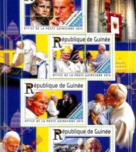 A8057 - REP.GUINEE -ERROR MISPERF Stamp Sheet - 2015 Pope John Paul ll