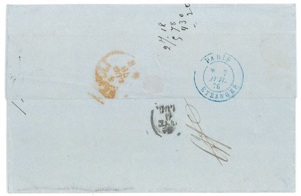 P4082 - FRANCE, NICE FOLDED LETTER, YVERT 53 A + 60 FROM ROUEN TO NAPLES, 1876 - immagine 2