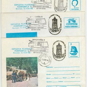 63255 - ROMANIA - Set of 6 POSTAL STATIONERY COVERS: FIRE Firefighting  1982