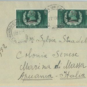 77584 - ROMANIA - POSTAL HISTORY - 1.10 L. LAND RATE on  COVER to ITALY 1952