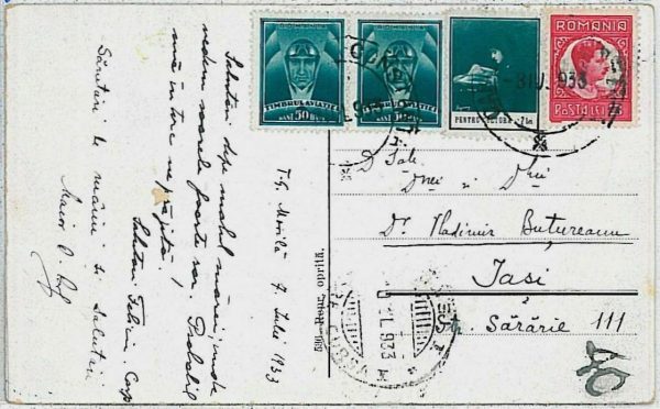 24206  - ROMANIA -  POSTAL HISTORY - POSTCARD to  Jassy Iași  1933