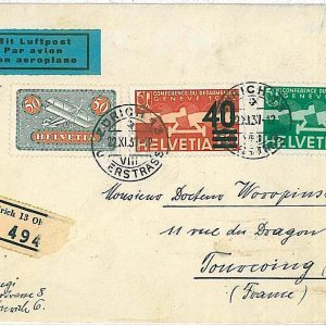 21294 - SWITZERLAND Schweiz - POSTAL HISTORY - REGISTERED COVER Aviation 1937
