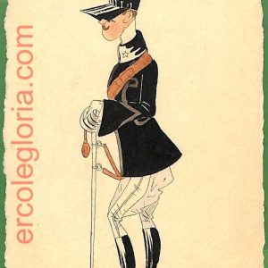 ah1701  CARTOLINA EPOCA dipinta a MANO - Costume Militare ROMA  Cavalleggeri