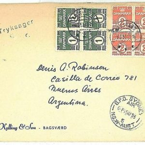 11935 - DENMARK Dänemark- POSTAL HISTORY - COVER to ARGENTINA via AUSTRALIA 1953