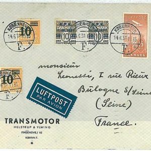 11936 - DENMARK - POSTAL HISTORY -   AIRMAIL COVER to FRANCE   1938 PHILATELIC