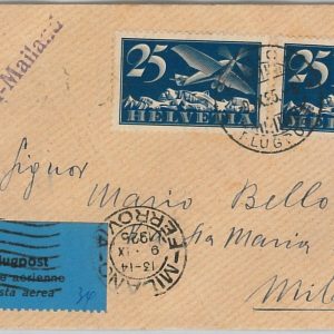56767 - AVIATION - SWITZERLAND Longhi # 109  First Flight Cover - Zurich Milano