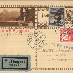 74167 - AUSTRIA - Postal History - 1928  Special Flight STATIONERY  Muller # 271