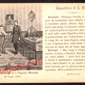 ai4810 CARTOLINA D'EPOCA- San Marino- Il Generale Garibaldi ed Reggente Belzoppi