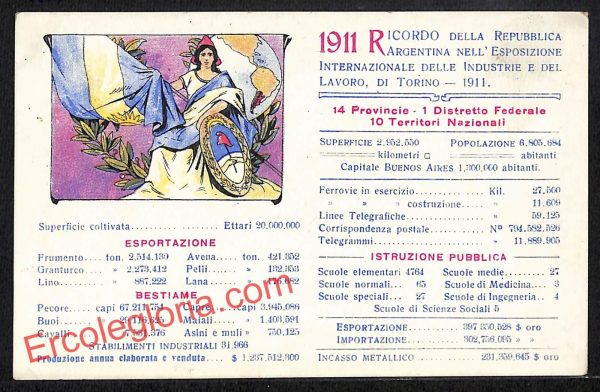ah9159 - CARTOLINA D'EPOCA - ARGENTINA 1911