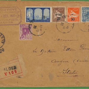 ad6468 - ALGERIE  - Postal History - OVERPRINTED STAMPS on COVER to Italy  1929