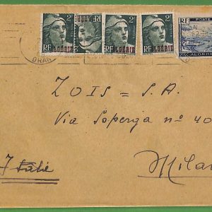 ad6469 - ALGERIE  - Postal History - OVERPRINTED STAMPS on COVER to Italy  1948