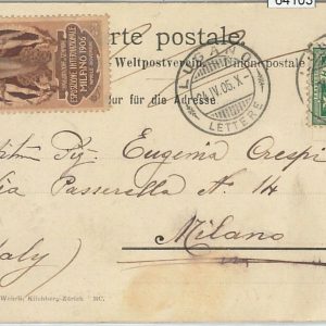 64103 - SWITZERLAND  - POSTAL HISTORY: POSTCARD from LUGANO  to ITALY 1905