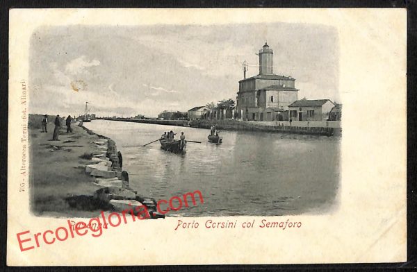 ah9173 - CARTOLINA D'EPOCA - Ravenna Città - Porto Corsini col Semaforo