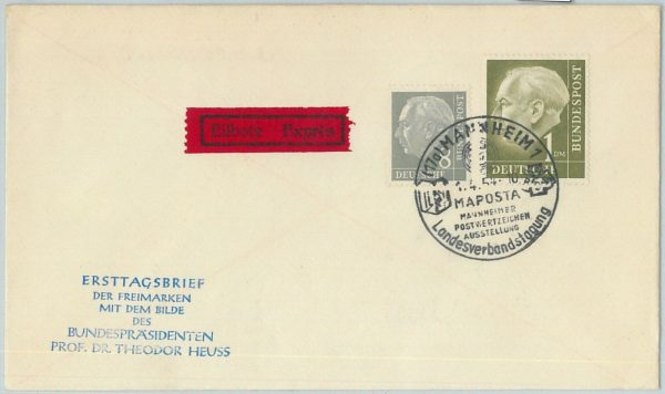 74132 - GERMANY - POSTAL HISTORY - Michel # 180 + 194 on FDC COVER 1954