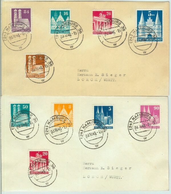67644 - GERMANY - Postal History -  Michel 97 I to 100 I on set  5 COVERS 1948