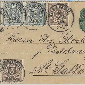 58059  GERMANY Württemberg - POSTAL HISTORY: 55 (2) + 1 , 60 (3) on  STATIONERY