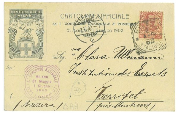 P2958 - ITALY , 1ST. FIREFIGTHERS NATIONAL COMPETITION MILANO 1902, - immagine 2