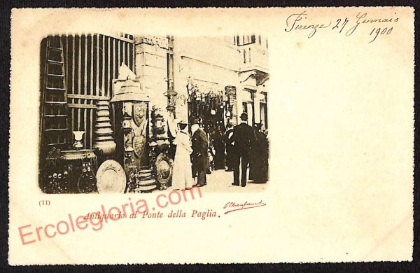 ae7238 - CARTOLINA D'EPOCA - Firenze Città - Antiquario al Ponte della Paglia